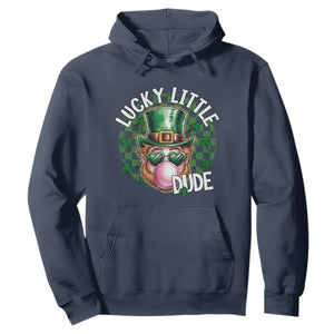 Funny St Patrick's Day Lucky Little Dude Hoodie Cute Leprechaun Shamrock TS11 Navy Print Your Wear