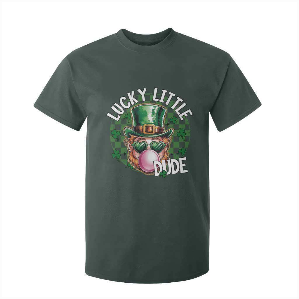 Funny St Patrick's Day Lucky Little Dude T Shirt For Kid Cute Leprechaun Shamrock TS11 Dark Forest Green Print Your Wear