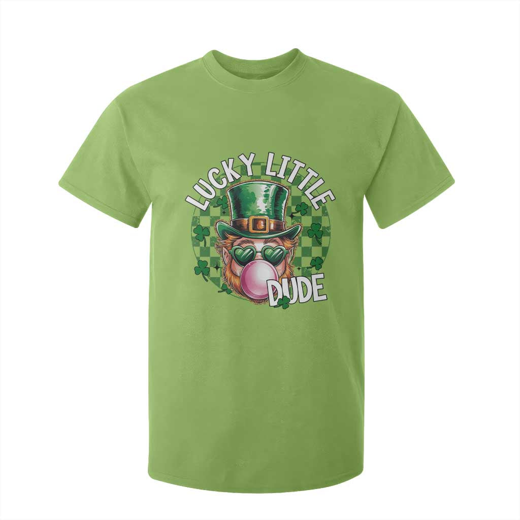 Funny St Patrick's Day Lucky Little Dude T Shirt For Kid Cute Leprechaun Shamrock TS11 Lime Print Your Wear