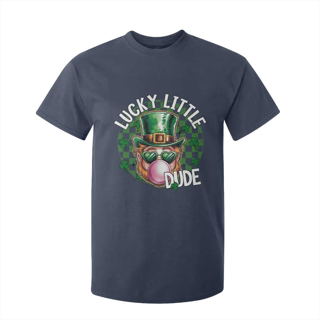Funny St Patrick's Day Lucky Little Dude T Shirt For Kid Cute Leprechaun Shamrock TS11 Navy Print Your Wear