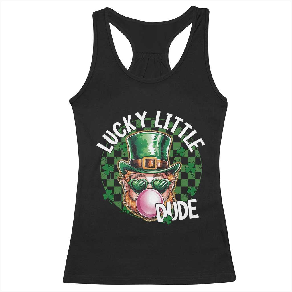 Funny St Patrick's Day Lucky Little Dude Racerback Tank Top Cute Leprechaun Shamrock TS11 Black Print Your Wear
