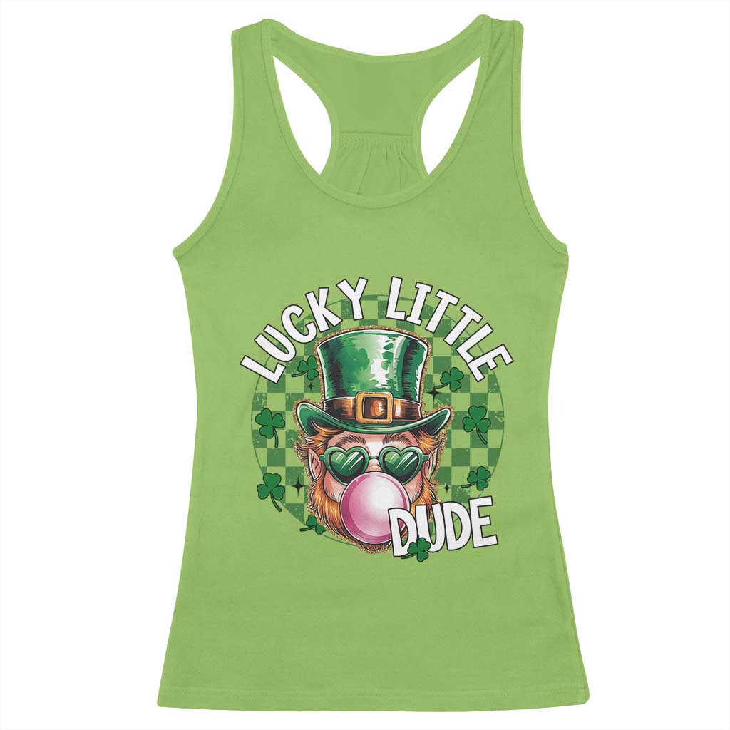 Funny St Patrick's Day Lucky Little Dude Racerback Tank Top Cute Leprechaun Shamrock TS11 Lime Print Your Wear