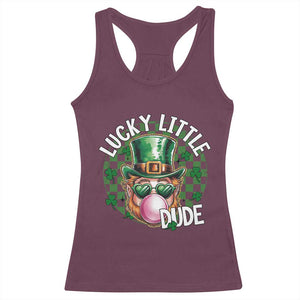 Funny St Patrick's Day Lucky Little Dude Racerback Tank Top Cute Leprechaun Shamrock TS11 Maroon Print Your Wear