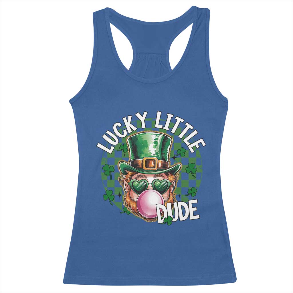 Funny St Patrick's Day Lucky Little Dude Racerback Tank Top Cute Leprechaun Shamrock TS11 Royal Blue Print Your Wear