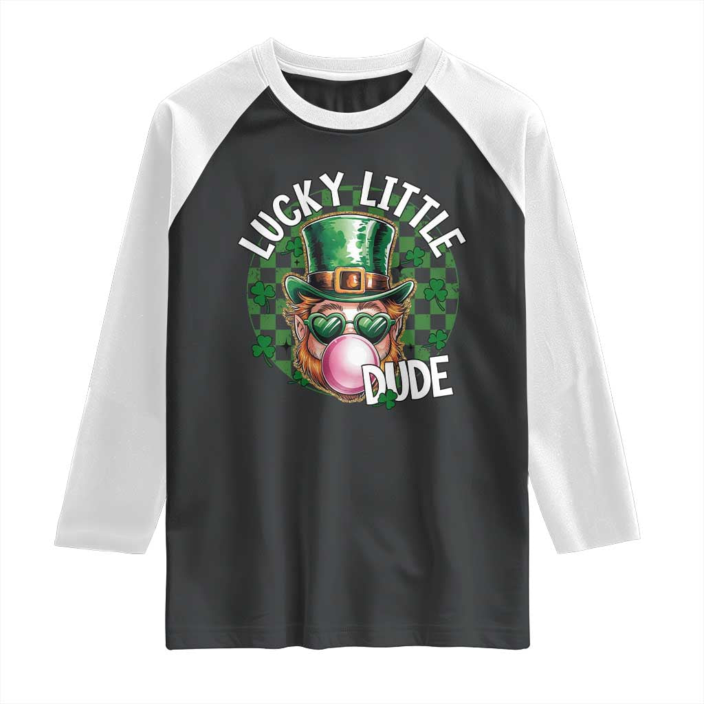 Funny St Patrick's Day Lucky Little Dude Raglan Shirt Cute Leprechaun Shamrock TS11 Black White Print Your Wear