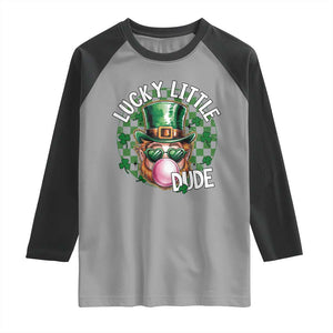 Funny St Patrick's Day Lucky Little Dude Raglan Shirt Cute Leprechaun Shamrock TS11 Sport Gray Black Print Your Wear