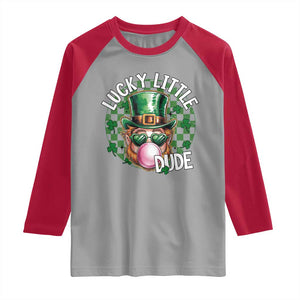 Funny St Patrick's Day Lucky Little Dude Raglan Shirt Cute Leprechaun Shamrock TS11 Sport Gray Red Print Your Wear
