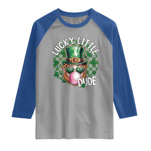 Funny St Patrick's Day Lucky Little Dude Raglan Shirt Cute Leprechaun Shamrock TS11 Sport Gray Royal Print Your Wear