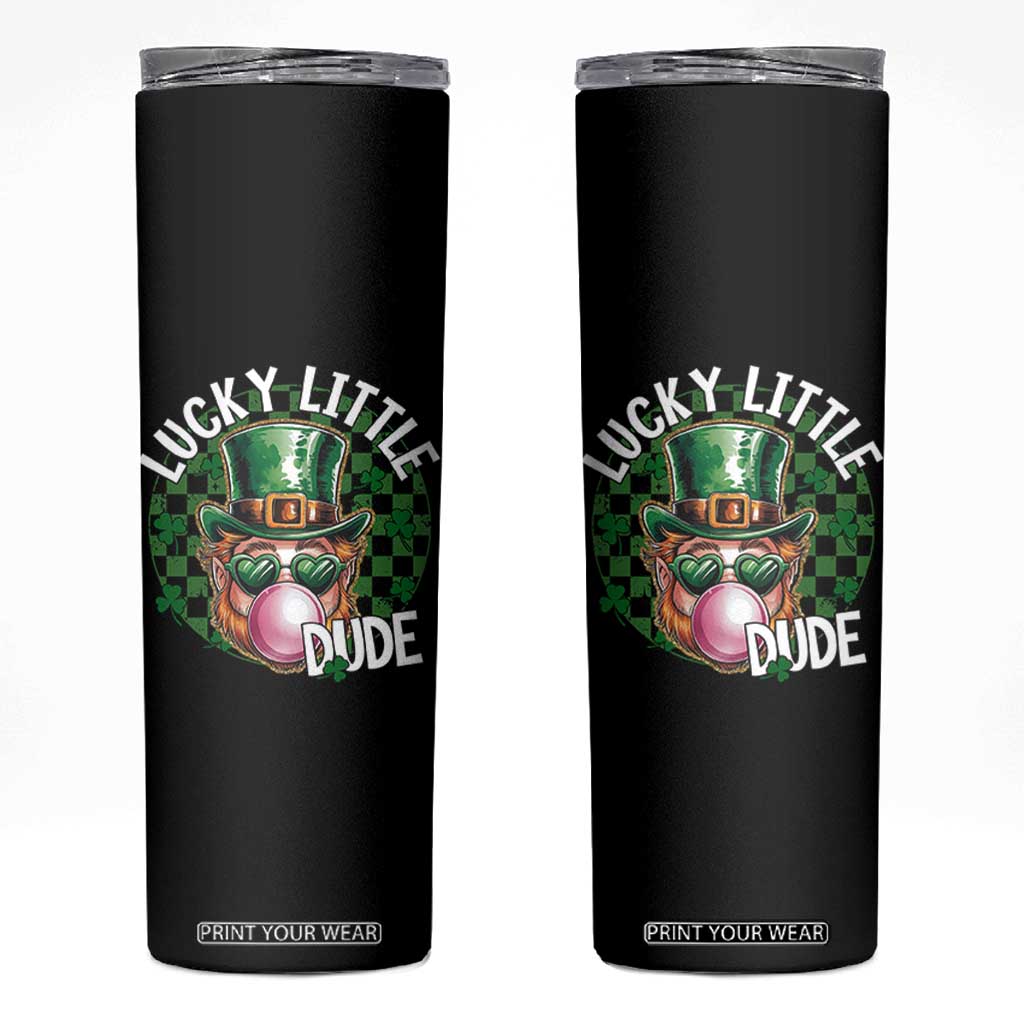 Funny St Patrick's Day Lucky Little Dude Skinny Tumbler Cute Leprechaun Shamrock TS11 Black Print Your Wear