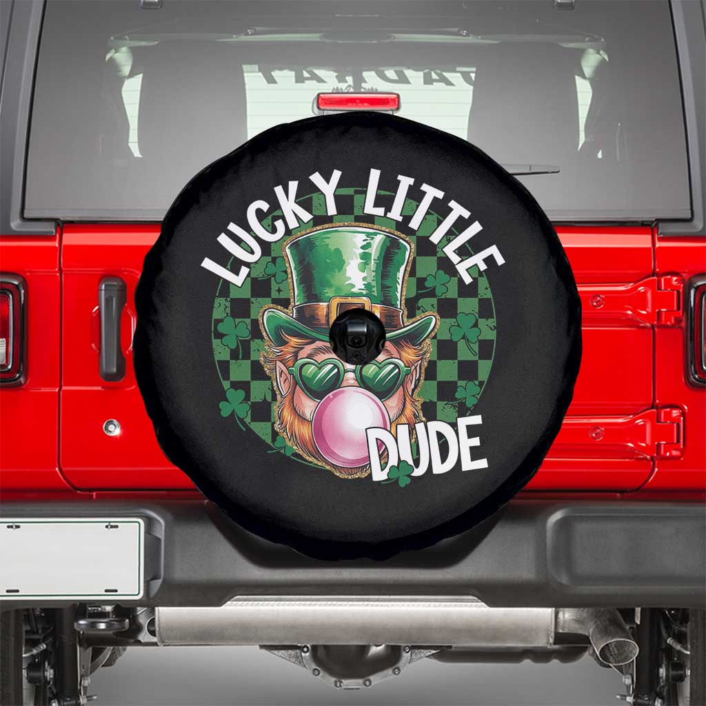Funny St Patrick's Day Lucky Little Dude Spare Tire Cover Cute Leprechaun Shamrock TS11 Black Print Your Wear