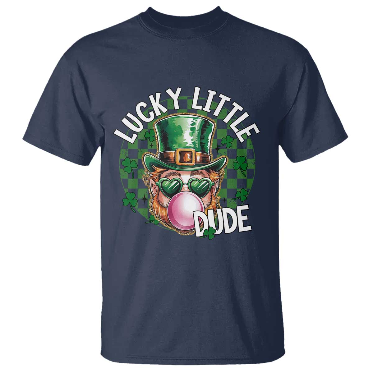Funny St Patrick's Day Lucky Little Dude T Shirt Cute Leprechaun Shamrock TS11 Navy Print Your Wear