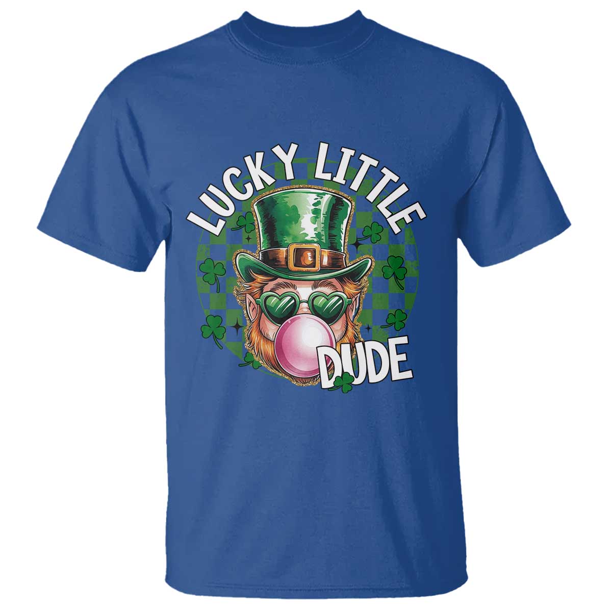 Funny St Patrick's Day Lucky Little Dude T Shirt Cute Leprechaun Shamrock TS11 Royal Blue Print Your Wear