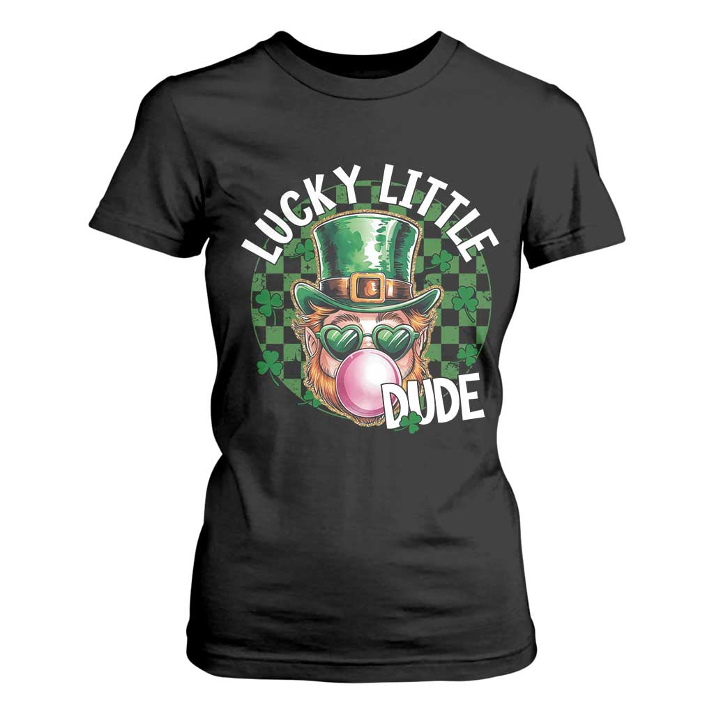 Funny St Patrick's Day Lucky Little Dude T Shirt For Women Cute Leprechaun Shamrock TS11 Black Print Your Wear