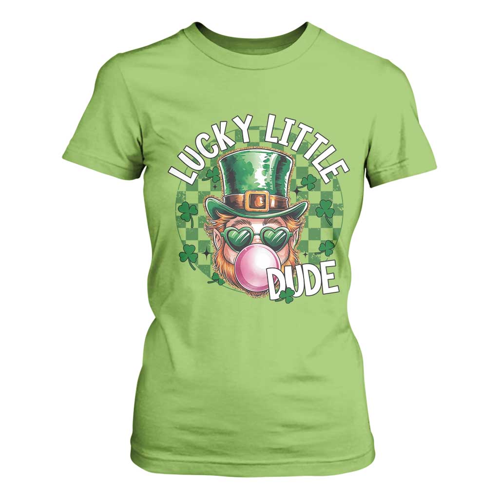 Funny St Patrick's Day Lucky Little Dude T Shirt For Women Cute Leprechaun Shamrock TS11 Lime Print Your Wear