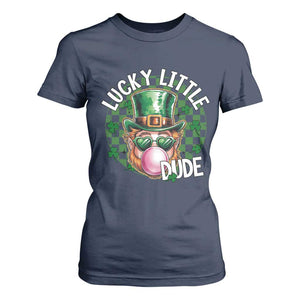 Funny St Patrick's Day Lucky Little Dude T Shirt For Women Cute Leprechaun Shamrock TS11 Navy Print Your Wear