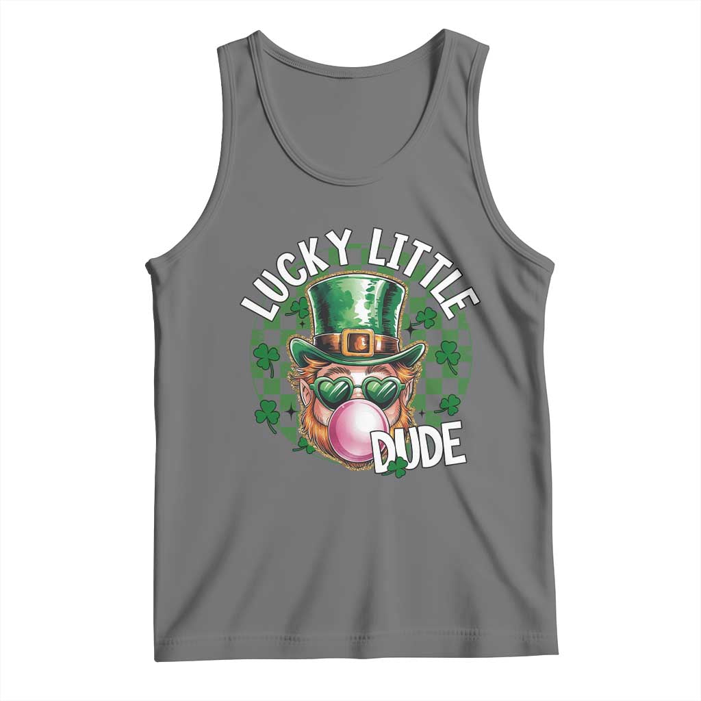 Funny St Patrick's Day Lucky Little Dude Tank Top Cute Leprechaun Shamrock TS11 Black Heather Print Your Wear