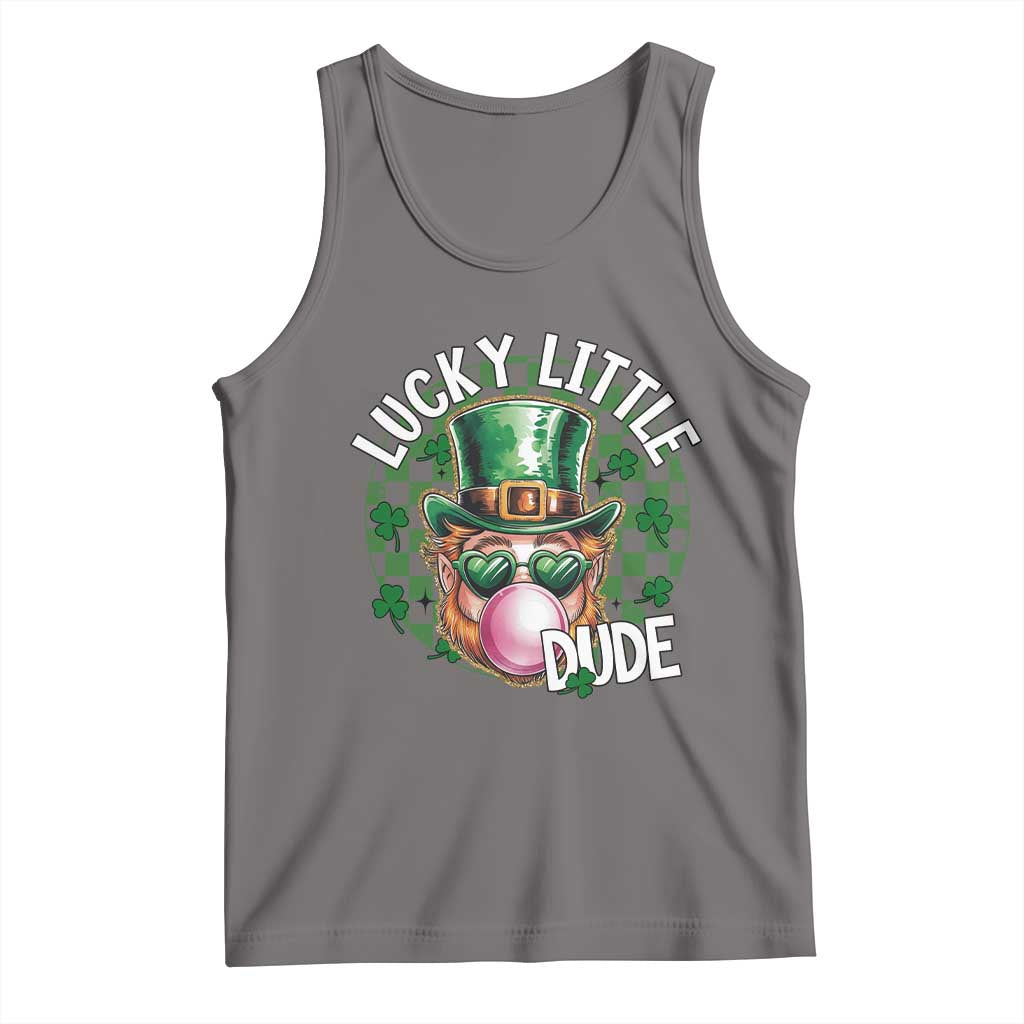 Funny St Patrick's Day Lucky Little Dude Tank Top Cute Leprechaun Shamrock TS11 Deep Heather Print Your Wear