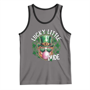 Funny St Patrick's Day Lucky Little Dude Tank Top Cute Leprechaun Shamrock TS11 Deep Heather Black Print Your Wear