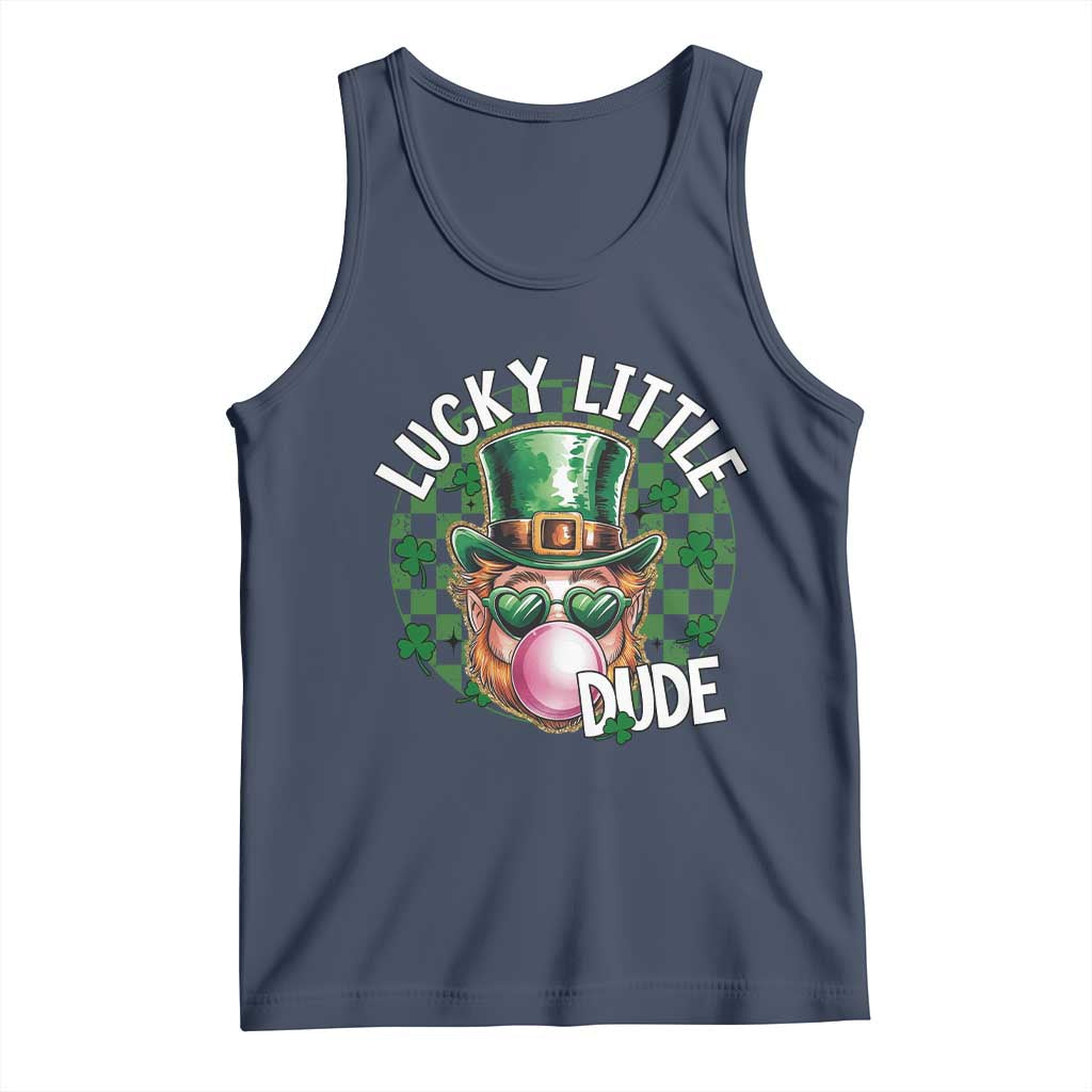 Funny St Patrick's Day Lucky Little Dude Tank Top Cute Leprechaun Shamrock TS11 Navy Print Your Wear