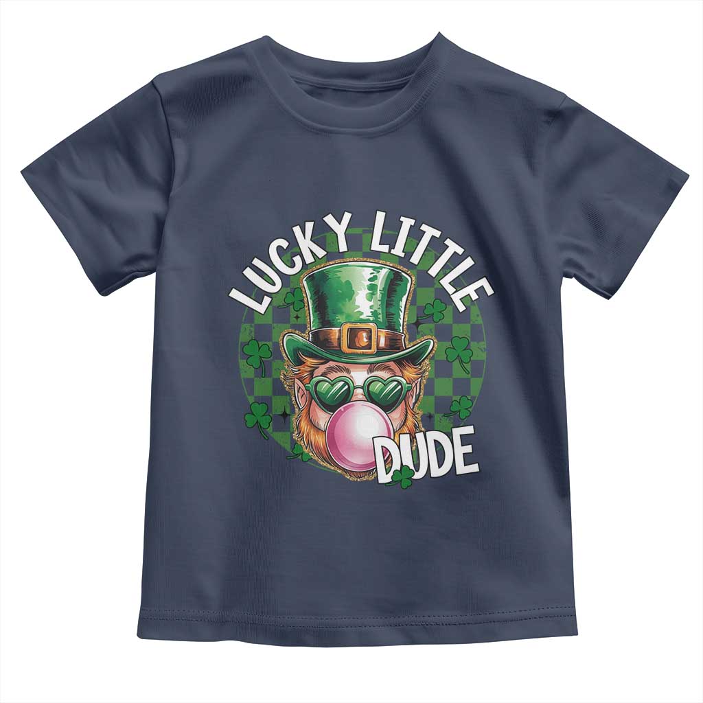 Funny St Patrick's Day Lucky Little Dude Toddler T Shirt Cute Leprechaun Shamrock TS11 Navy Print Your Wear