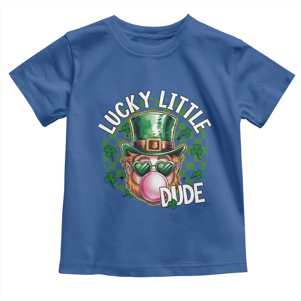 Funny St Patrick's Day Lucky Little Dude Toddler T Shirt Cute Leprechaun Shamrock TS11 Royal Blue Print Your Wear