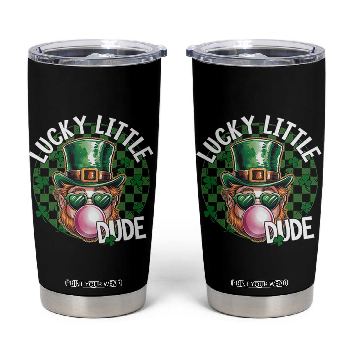 Funny St Patrick's Day Lucky Little Dude Tumbler Cup Cute Leprechaun Shamrock TS11 Black Print Your Wear