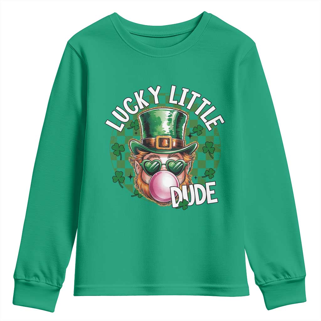 Funny St Patrick's Day Lucky Little Dude Youth Sweatshirt Cute Leprechaun Shamrock TS11 Irish Green Print Your Wear