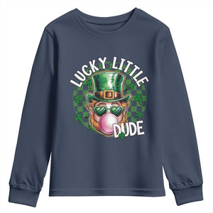 Funny St Patrick's Day Lucky Little Dude Youth Sweatshirt Cute Leprechaun Shamrock TS11 Navy Print Your Wear