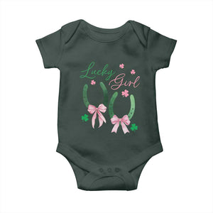 Funny St Patrick's Day Coquette Baby Onesie Lucky Girl Horseshoe Pink Bow TS11 Print Your Wear