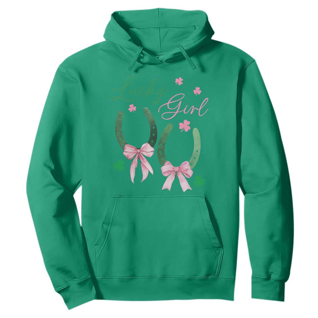 Funny St Patrick's Day Coquette Hoodie Lucky Girl Horseshoe Pink Bow TS11 Irish Green Print Your Wear