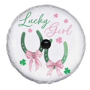 Funny St Patrick's Day Coquette Spare Tire Cover Lucky Girl Horseshoe Pink Bow TS11 Print Your Wear