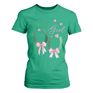 Funny St Patrick's Day Coquette T Shirt For Women Lucky Girl Horseshoe Pink Bow TS11 Irish Green Print Your Wear