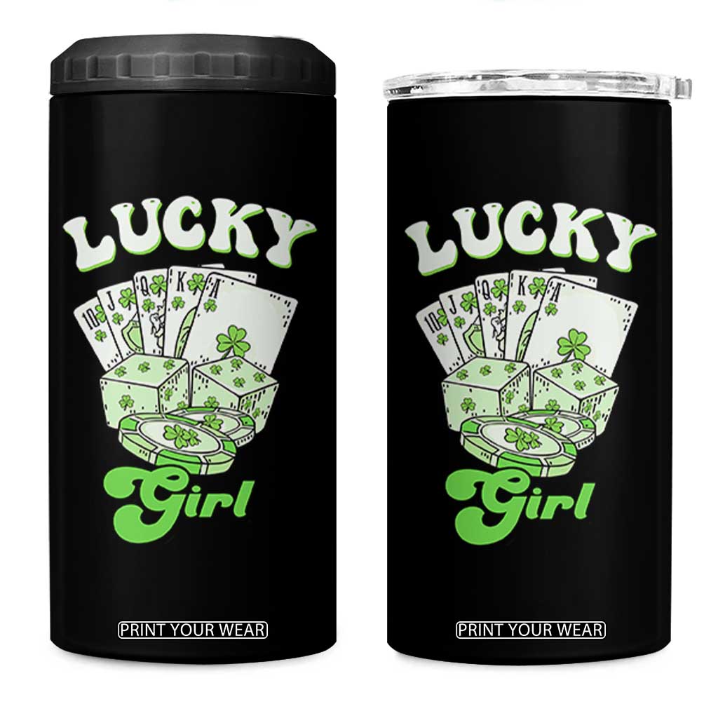 Funny St Patrick's Day Casino Games 4 in 1 Can Cooler Tumbler Lucky Girl Shamrock Casino Poker Chips Cards TS11 One Size: 16 oz Black Print Your Wear