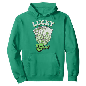 Funny St Patrick's Day Casino Games Hoodie Lucky Girl Shamrock Casino Poker Chips Cards TS11 Irish Green Print Your Wear