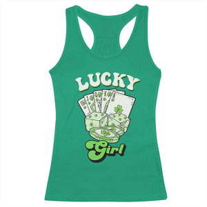 Funny St Patrick's Day Casino Games Racerback Tank Top Lucky Girl Shamrock Casino Poker Chips Cards TS11 Irish Green Print Your Wear
