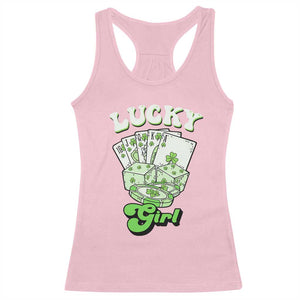 Funny St Patrick's Day Casino Games Racerback Tank Top Lucky Girl Shamrock Casino Poker Chips Cards TS11 Light Pink Print Your Wear