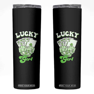 Funny St Patrick's Day Casino Games Skinny Tumbler Lucky Girl Shamrock Casino Poker Chips Cards TS11 Black Print Your Wear