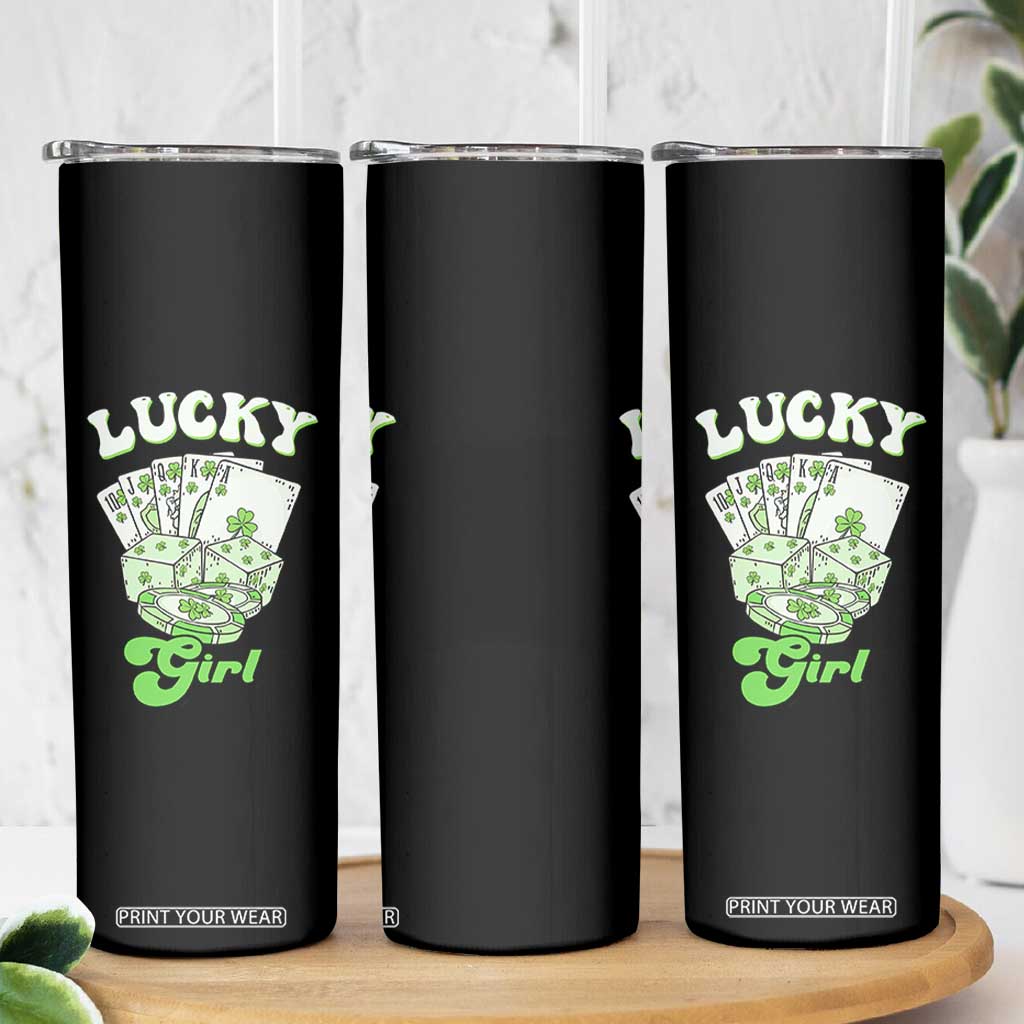 Funny St Patrick's Day Casino Games Skinny Tumbler Lucky Girl Shamrock Casino Poker Chips Cards TS11 Print Your Wear