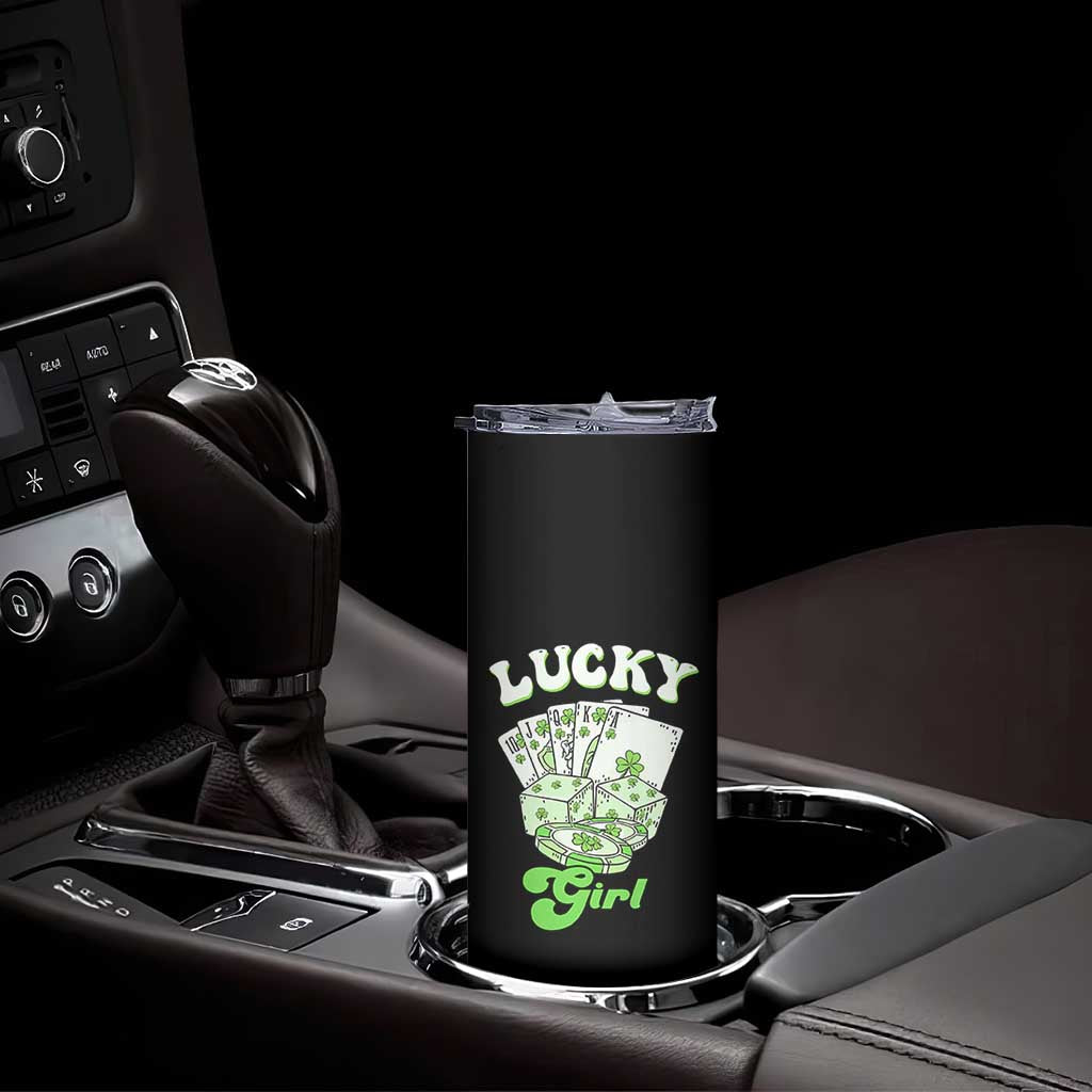 Funny St Patrick's Day Casino Games Skinny Tumbler Lucky Girl Shamrock Casino Poker Chips Cards TS11 Print Your Wear