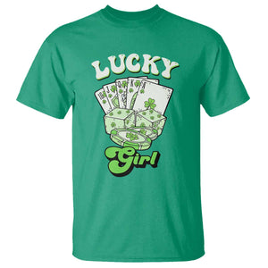 Funny St Patrick's Day Casino Games T Shirt Lucky Girl Shamrock Casino Poker Chips Cards TS11 Irish Green Print Your Wear