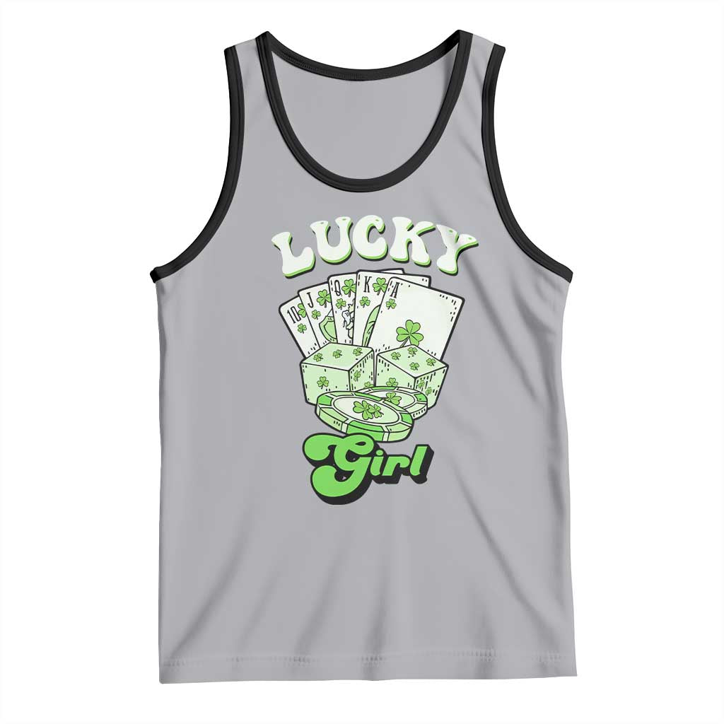 Funny St Patrick's Day Casino Games Tank Top Lucky Girl Shamrock Casino Poker Chips Cards TS11 Athletic Heather Black Print Your Wear