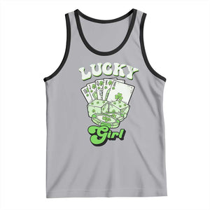 Funny St Patrick's Day Casino Games Tank Top Lucky Girl Shamrock Casino Poker Chips Cards TS11 Athletic Heather Black Print Your Wear