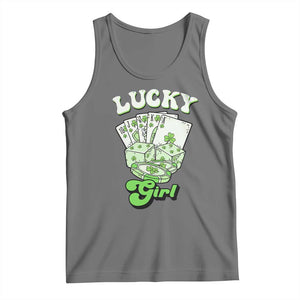 Funny St Patrick's Day Casino Games Tank Top Lucky Girl Shamrock Casino Poker Chips Cards TS11 Black Heather Print Your Wear