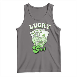 Funny St Patrick's Day Casino Games Tank Top Lucky Girl Shamrock Casino Poker Chips Cards TS11 Deep Heather Print Your Wear