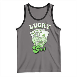 Funny St Patrick's Day Casino Games Tank Top Lucky Girl Shamrock Casino Poker Chips Cards TS11 Deep Heather Black Print Your Wear
