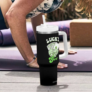 Funny St Patrick's Day Casino Games Tumbler With Handle Lucky Girl Shamrock Casino Poker Chips Cards TS11 Print Your Wear