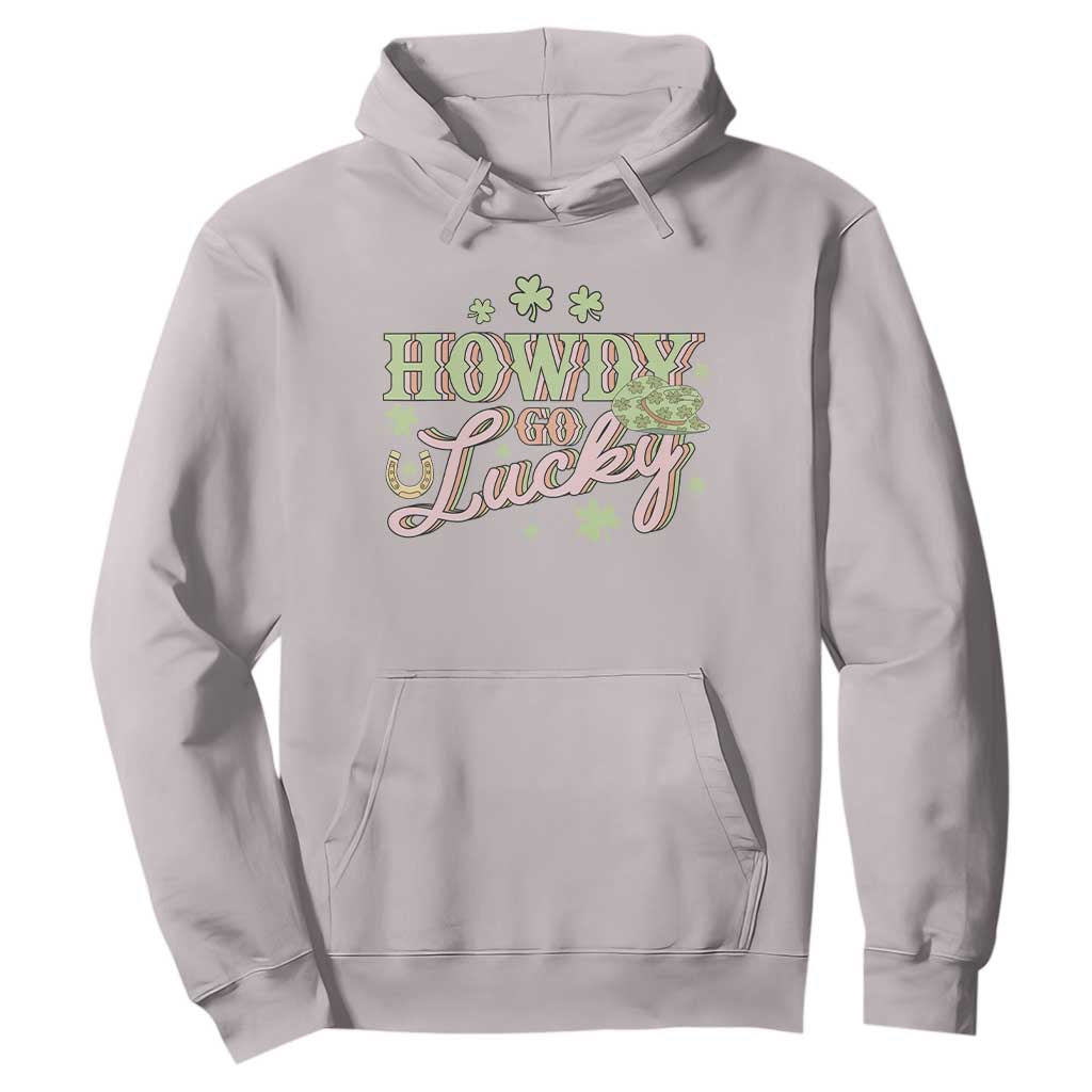 Funny St Patrick's Day Cowboy Cowgirl Hoodie Howdy Go Lucky Shamrock TS11 Ice Gray Print Your Wear