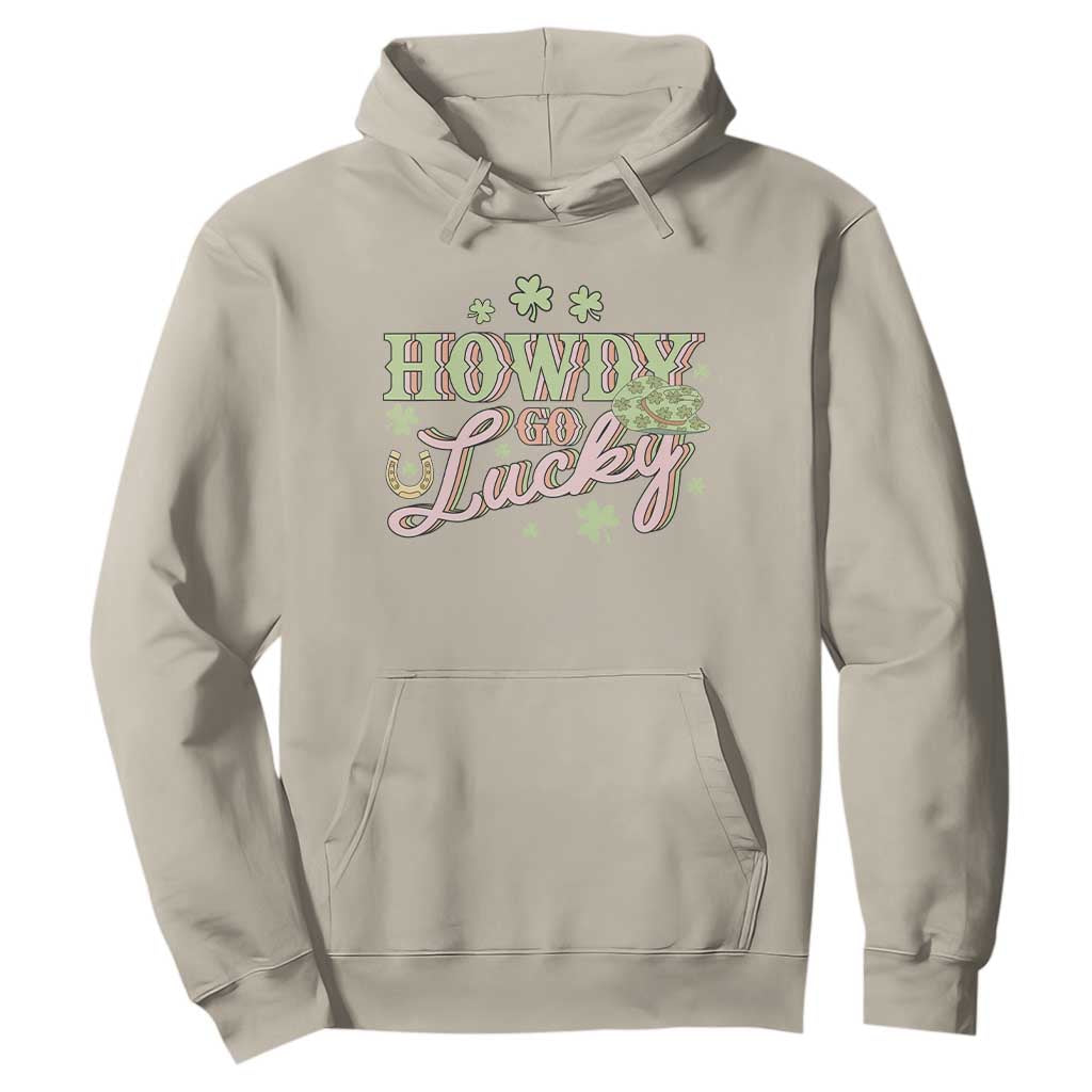 Funny St Patrick's Day Cowboy Cowgirl Hoodie Howdy Go Lucky Shamrock TS11 Sand Print Your Wear