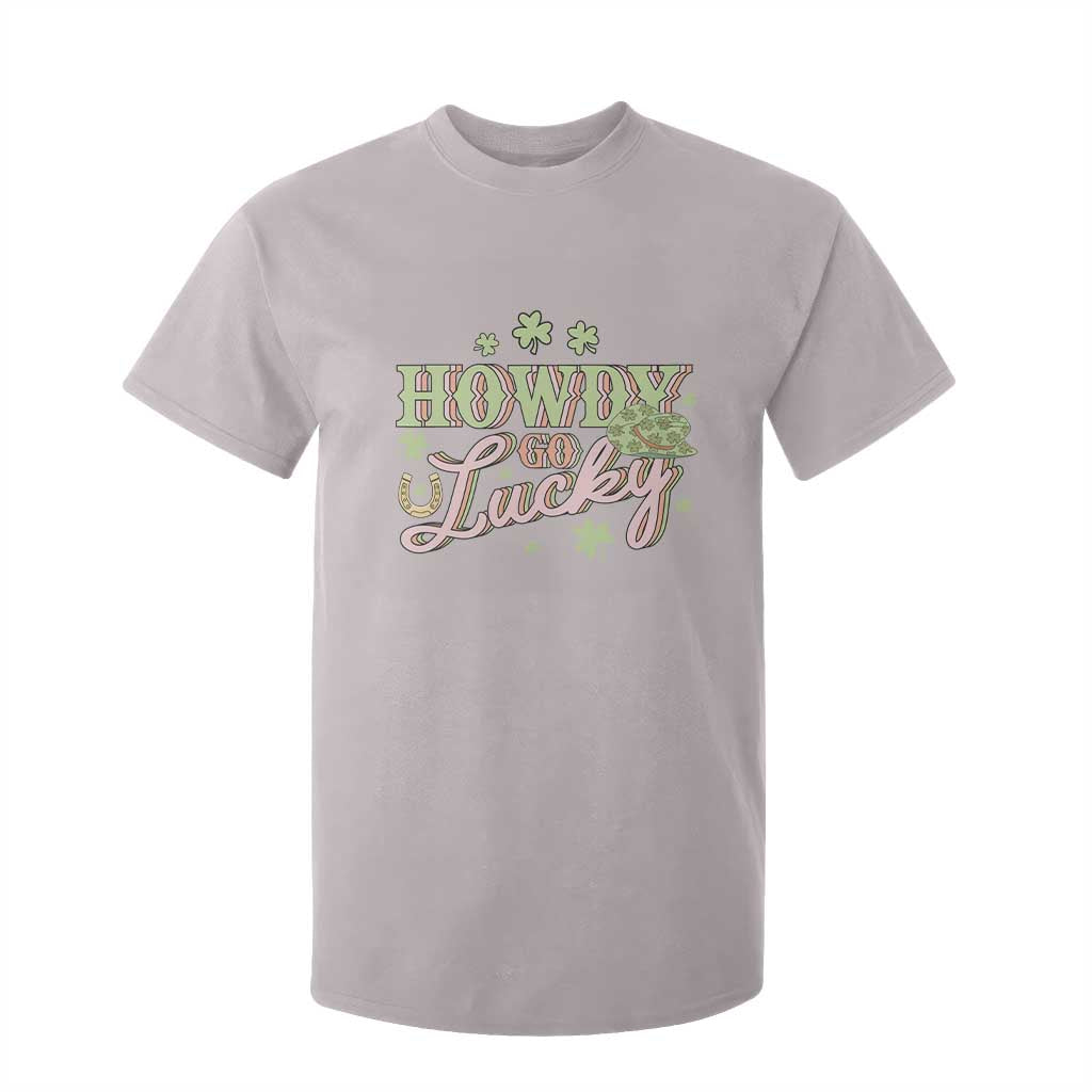 Funny St Patrick's Day Cowboy Cowgirl T Shirt For Kid Howdy Go Lucky Shamrock TS11 Ice Gray Print Your Wear