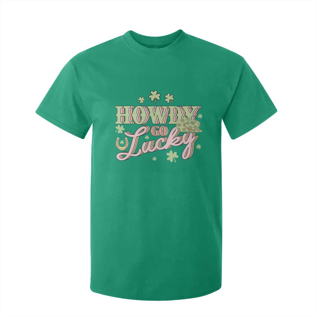 Funny St Patrick's Day Cowboy Cowgirl T Shirt For Kid Howdy Go Lucky Shamrock TS11 Irish Green Print Your Wear